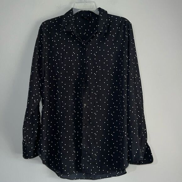 Massimo black-and-white long sleeve button-down top size large - Picture 1 of 6